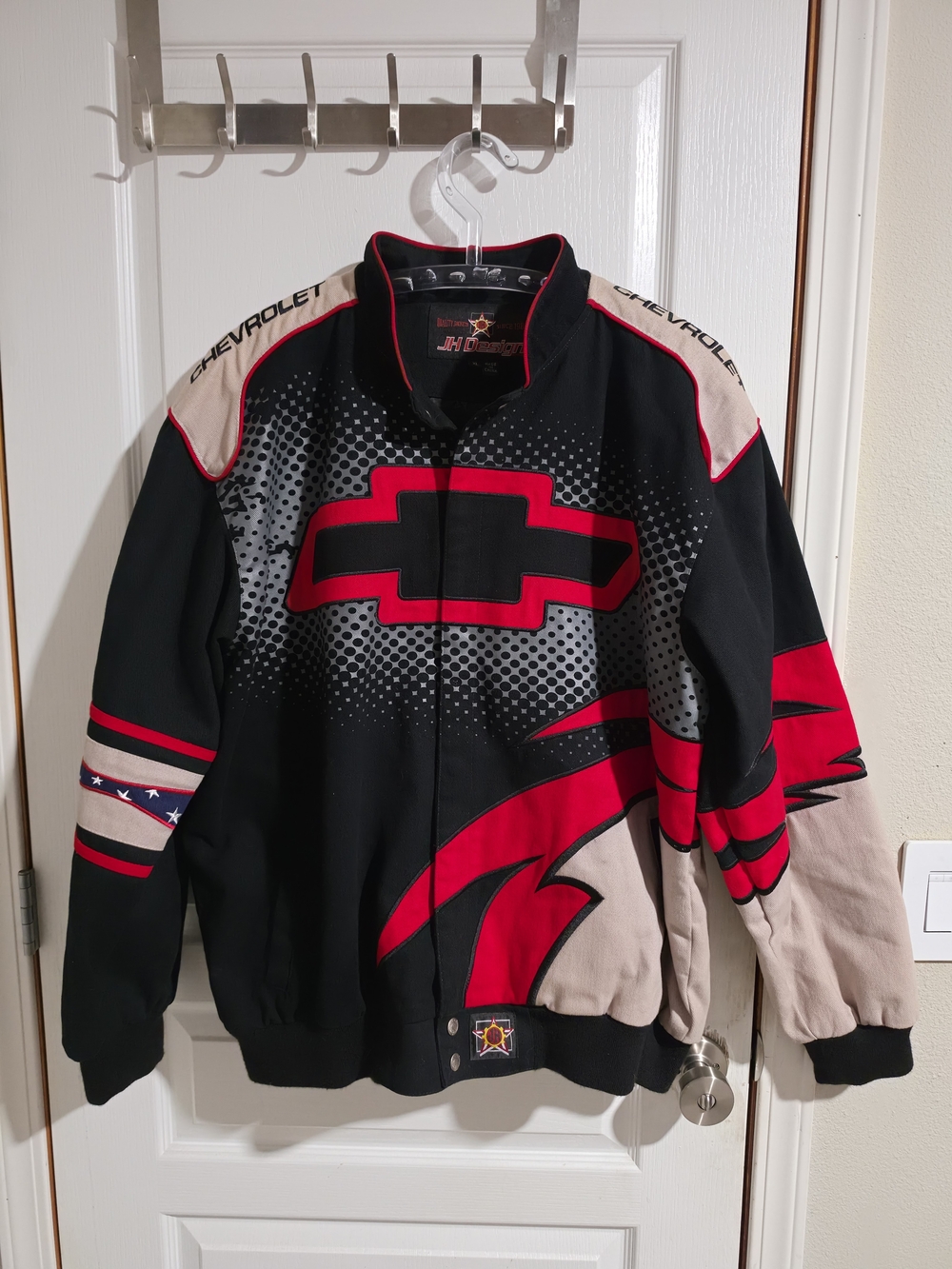 JH Designs Chevrolet Racing Jacket Mens XL Vintage Chevy Race Jacket